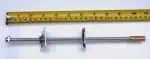 Precise measuring tool with a golden screw and washers on a white background.