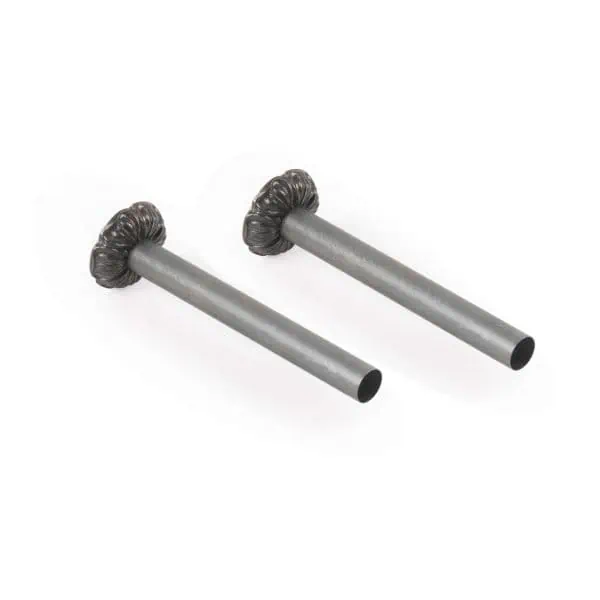 Metal pipe with black rubber end caps for photography or studio lighting equipment.