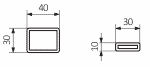 Small square metal tube for LED lighting, 40x30mm dimensions, ideal for signage applications.