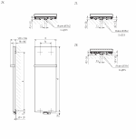 Aluminum slat blinds technical drawing with detailed measurements and specifications.