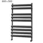 Black modern towel radiator for bathroom heating and drying.