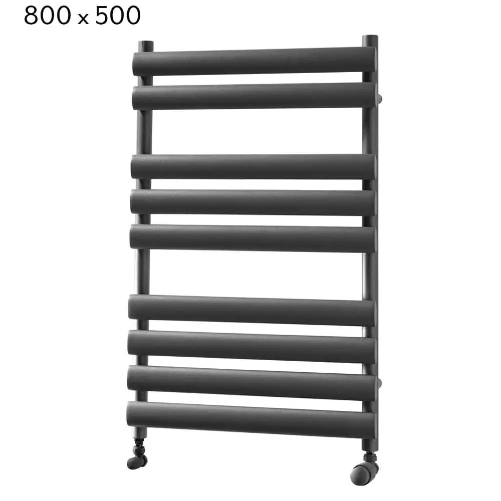 dorney_anthracite_towel_radiator_120869_800x500 Black modern towel radiator for bathroom heating and drying.
