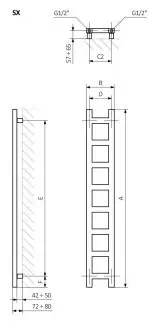 Schematic diagram of a galley cabinet with detailed measurements for efficient kitchen storage.