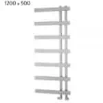 Adjustable white towel radiator for modern bathroom heating solutions.