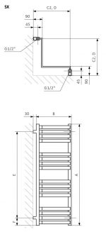 Robust steel radiator with detailed technical dimensions, ideal for modern heating systems.