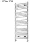 Polished chrome towel radiator for modern bathrooms and heating solutions.