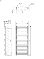 G or G1/2" pipe fittings for radiator connections, technical blueprint drawing.
