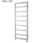 Aluminum towel radiator for bathroom heating and drying. Modern, sleek design with multiple horizontal bars. Ideal for home or commercial use.