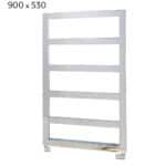 Stainless steel radiator towel warmer for bathroom heating and drying towels.