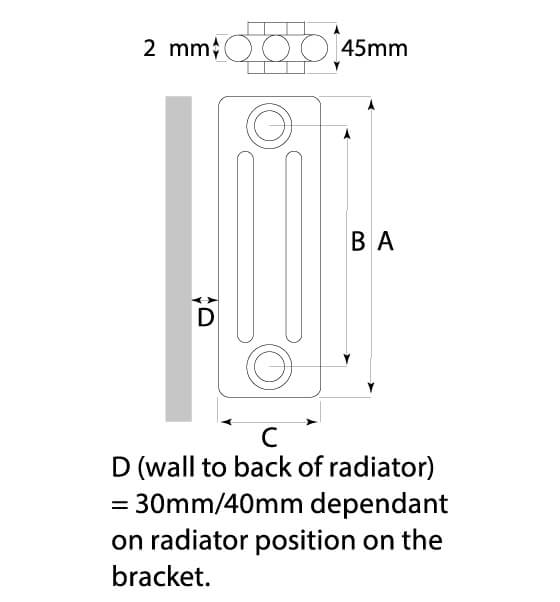 2 Columns Laser Klassic Horizontal Tubular Steel Designer Radiator