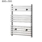 Chrome heated towel radiator for bathroom, modern design and efficient heating.