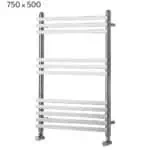 Modern heated towel rail radiator in chrome finish for bathrooms and kitchens.