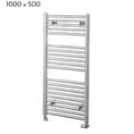 Radiator towel rail for bathroom heating and drying, sleek modern chrome design.