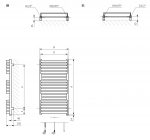 High-quality modern towel radiator heating design with technical specifications and installation details.