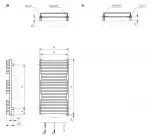 High-quality modern towel radiator heating design with technical specifications and installation details.