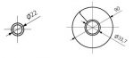 1. Technical drawing of a mechanical part with dimensions and annotations for engineering use.