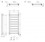 Heavy-duty electric towel radiator with detailed technical drawing for efficient heating.