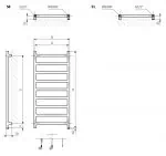 Heavy-duty electric towel radiator with detailed technical drawing for efficient heating.