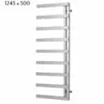 Stainless steel towel radiator, modern heated towel rail for bathroom heating and drying.