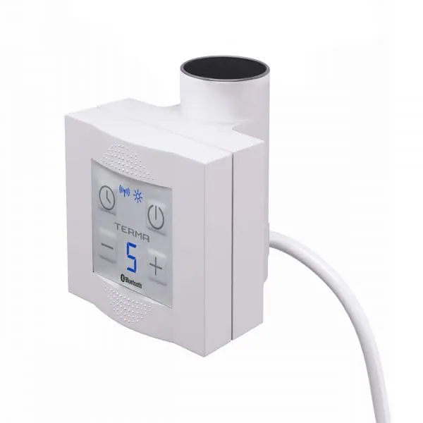 Wireless digital thermostat with Bluetooth control for home heating systems.