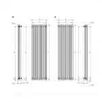 High-quality radiator technical drawing with detailed measurements and specifications for heating systems.