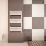 Modern wall-mounted radiator with sleek design in a contemporary interior.