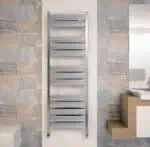 Modern sleek towel radiator in contemporary bathroom design for efficient heating and stylish decor.