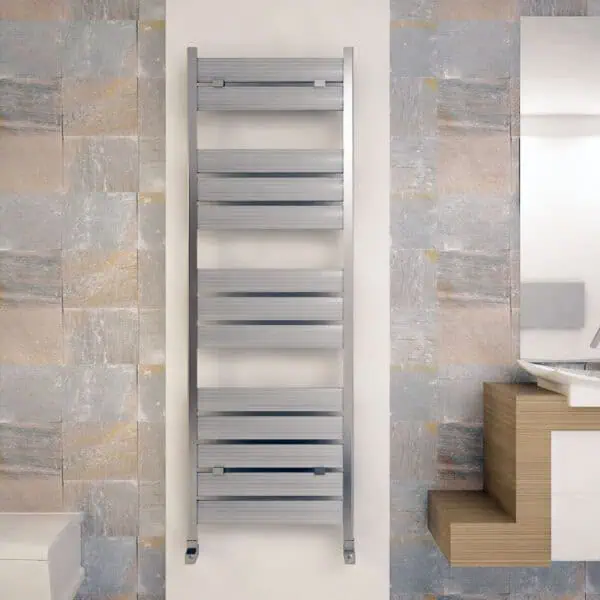 Modern sleek towel radiator in contemporary bathroom design for efficient heating and stylish decor.