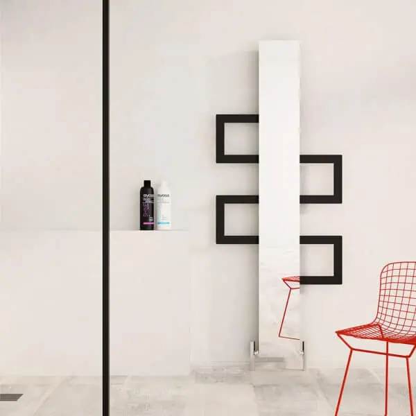 Minimalist modern bathroom with black and white decor and innovative mirror design | Poshrads.