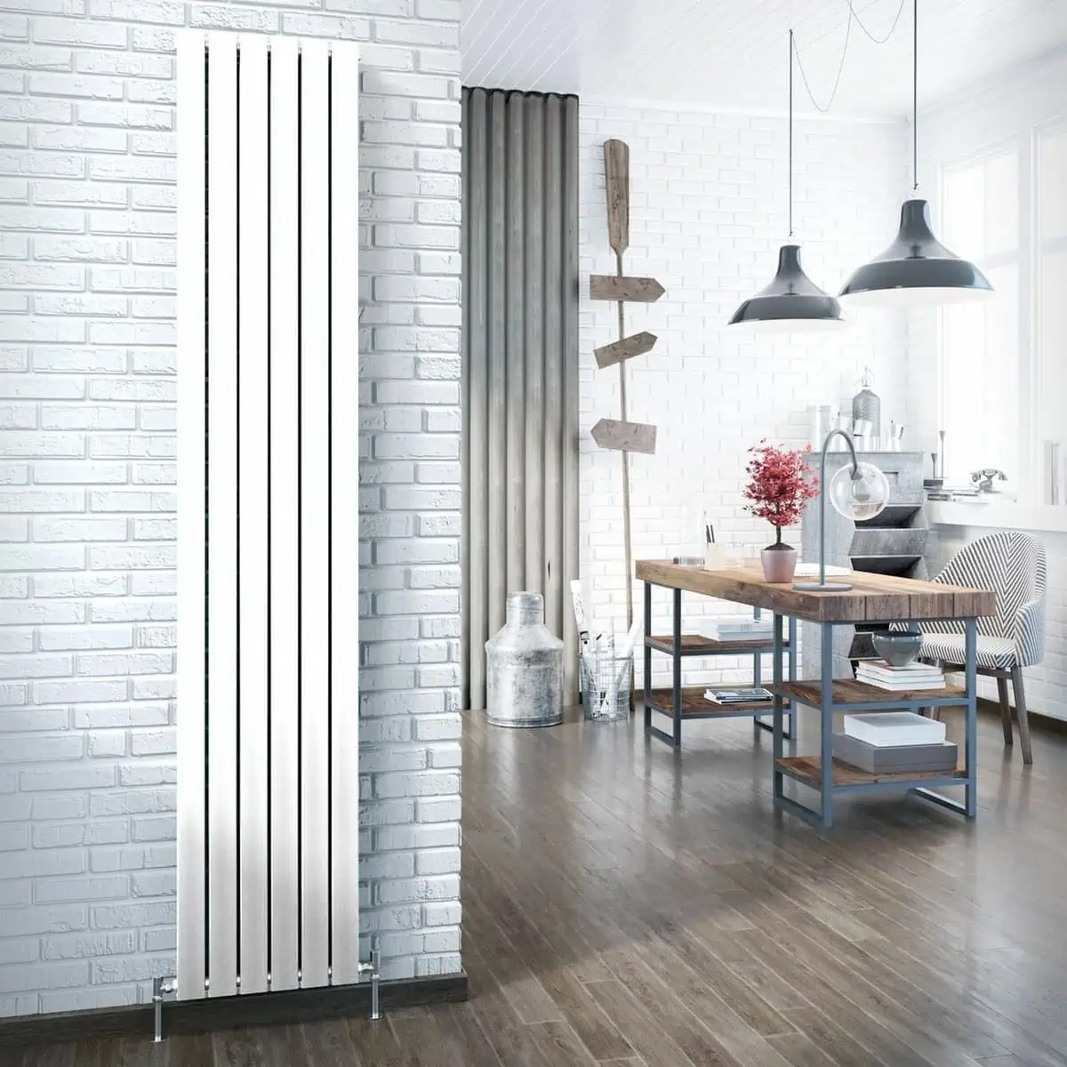 DQ-TOR-V-S-W-LS00_1900__37169.1605532881.1280.1280__01874 Modern industrial interior with white brick walls, stylish lighting, and wooden accents in a cozy living space.