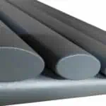 Gray cylindrical metal rods, sleek industrial design, possibly heat sinks or machine parts.