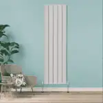 Vertical panel radiator in modern room, perfect for home heating solutions.