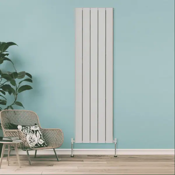 Vertical panel radiator in modern room, perfect for home heating solutions.