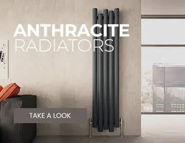 Modern anthracite radiator design in a contemporary living space.