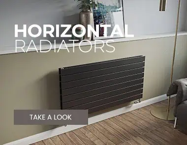 Horizontal radiator in modern living room for efficient heating.