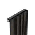 High-end black radiator with vertical slats for efficient heating and modern home decor.