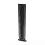 Black vertical radiator for modern home heating solutions.