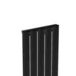 Black radiator cover for heat protection and modern home heating decor.