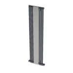 Aluminum display stand with adjustable vertical bars, ideal for retail or exhibition use.