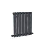 Black metal radiator cover for home heating, modern and durable design.
