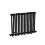 Black metal slat fence panel for garden or outdoor privacy solutions.