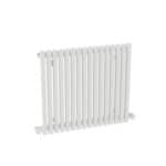 White modern radiator for heating and stylish interior design.