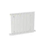 White modern radiator for heating and stylish interior design.