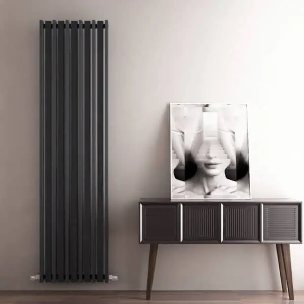 Radiator heater modern interior design black wall radiator.