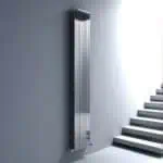 Sleek modern vertical radiator in a minimalist interior setting for stylish home heating solutions.