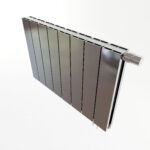 High-efficiency modern commercial radiator, stainless steel heating panel, sleek design.