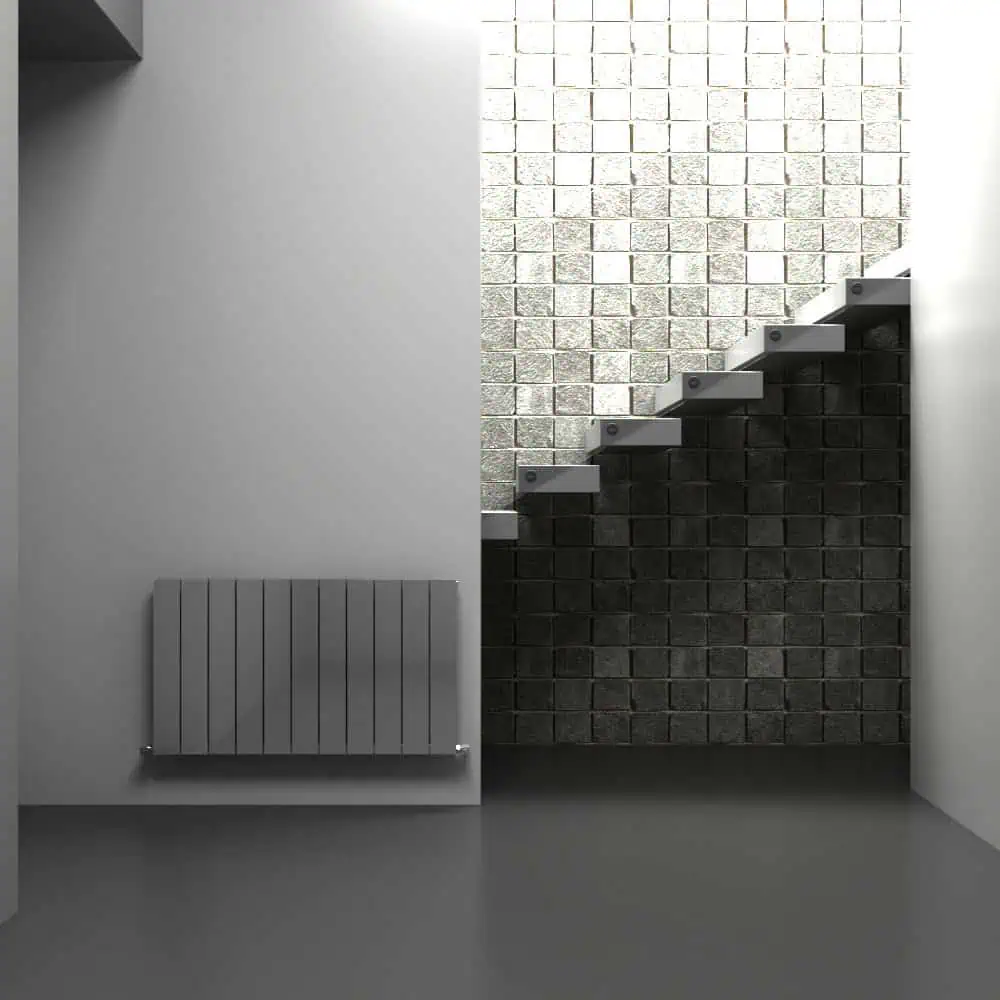 NMD 0600X1040X11 PLS revize Modern minimalist interior with staircase and textured brick wall design.
