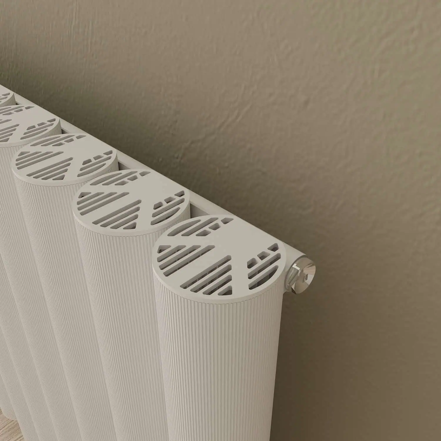 OTTO DETAY-TXW Radiator with stylish vented cover in a modern interior setting.