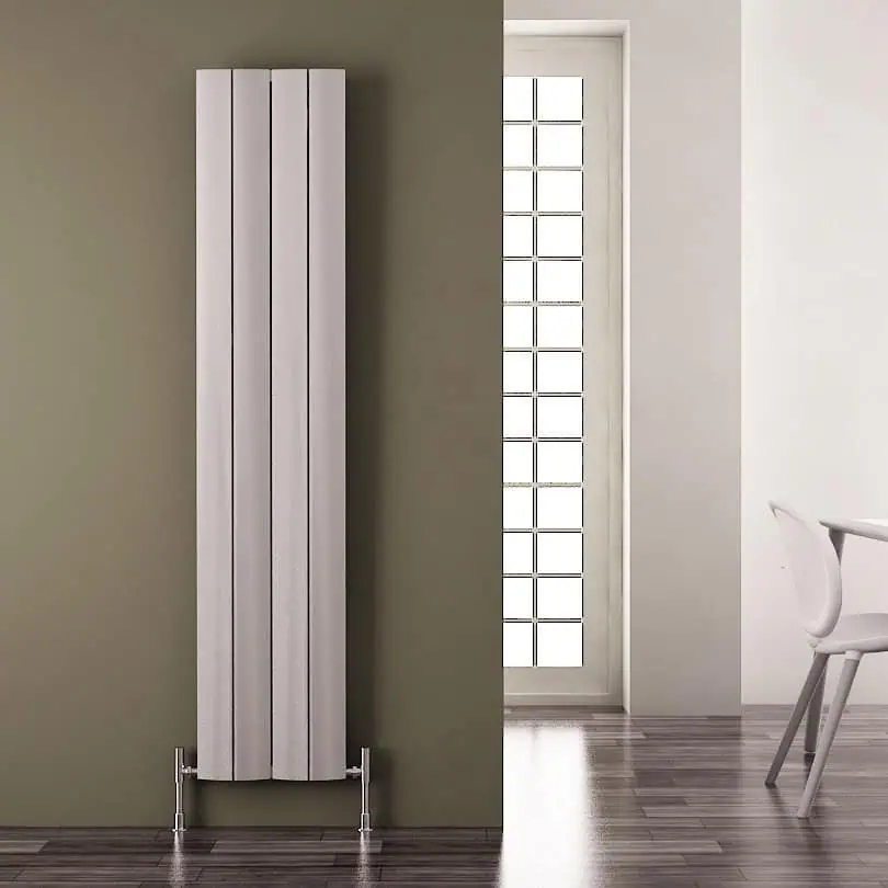 PLAY-1800X375-MAT-F Radiator heating panel in modern interior, minimalistic home decor, wall-mounted vertical radiator for efficient heat distribution, stylish heating solution.