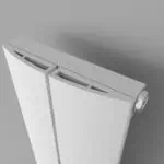 White vertical radiator with modern design, energy-efficient heating solution.